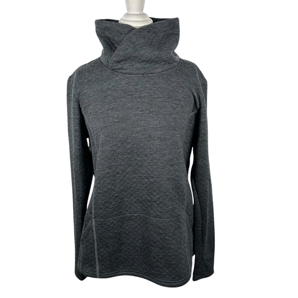 Charcoal Quilted Cowl Neck Women's Sweater